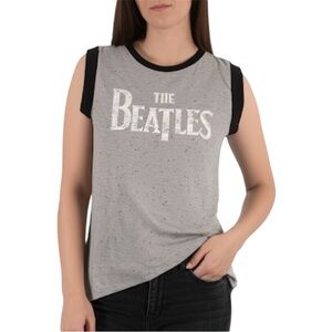 The Beatles Women's Heather Grey Sleeveless Top With Curved Hem Size Medium